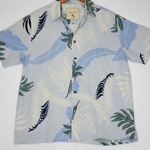 Island Republic Vintage Collection Mens Large 100% Silk Tropical Palm Leaf Shirt